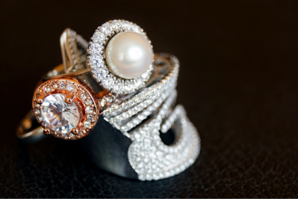 pearl and diamond rings